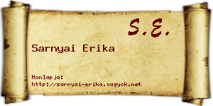 Sarnyai Erika névjegykártya